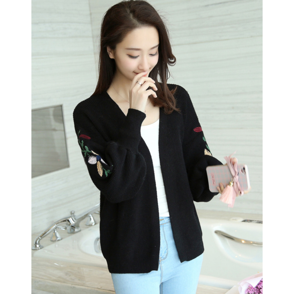 Áo Len Nữ Họa Tiết Hoa ALNO22 MayBlue Mẫu Cardigan Thời Trang Hàn Quốc