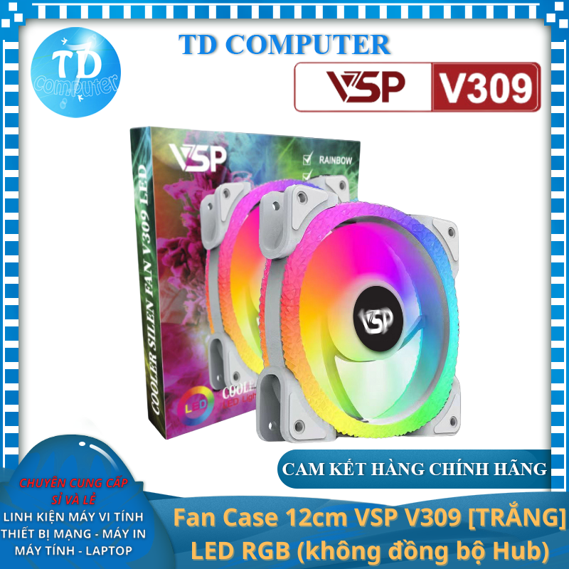 Fan Case 12cm VSP V309 [TRẮNG] LED RGB (không đồng bộ Hub) - Hàng chính hãng Tech Vision phân phối