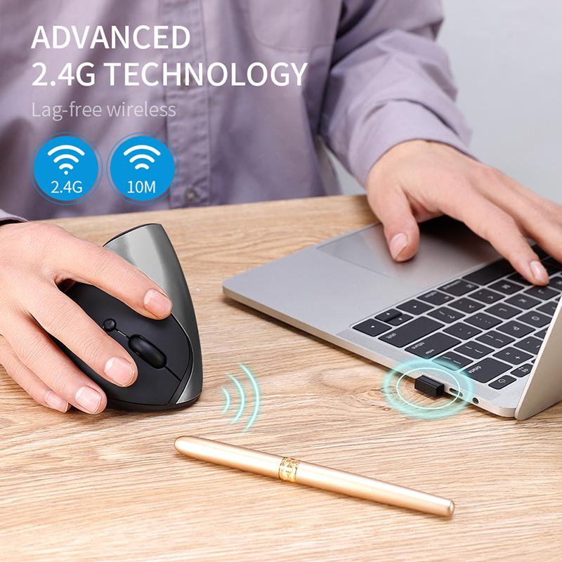SeenDa Công Thái Học Đứng Chuột Không Dây Sạc/Pin Tay Phải Chuột Cho Máy Tính, Laptop 6 Nút Thiết Chuột