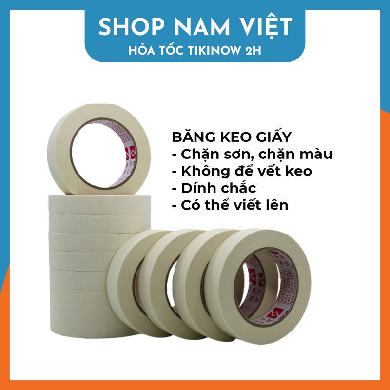 Băng Keo Giấy Chặn Sơn, Chặn Màu Không Để Lại Vết Keo (Bộ 3 Cuộn)