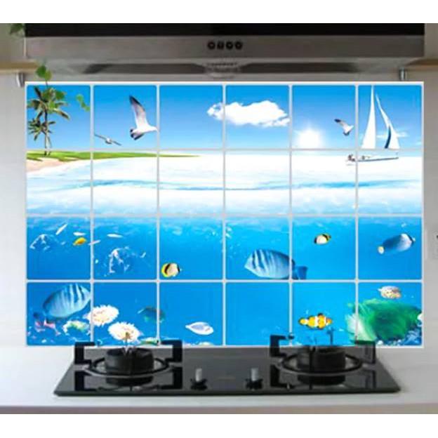 Decal dán bếp tráng nhôm cách nhiệt size lớn - đại dương nhỏ