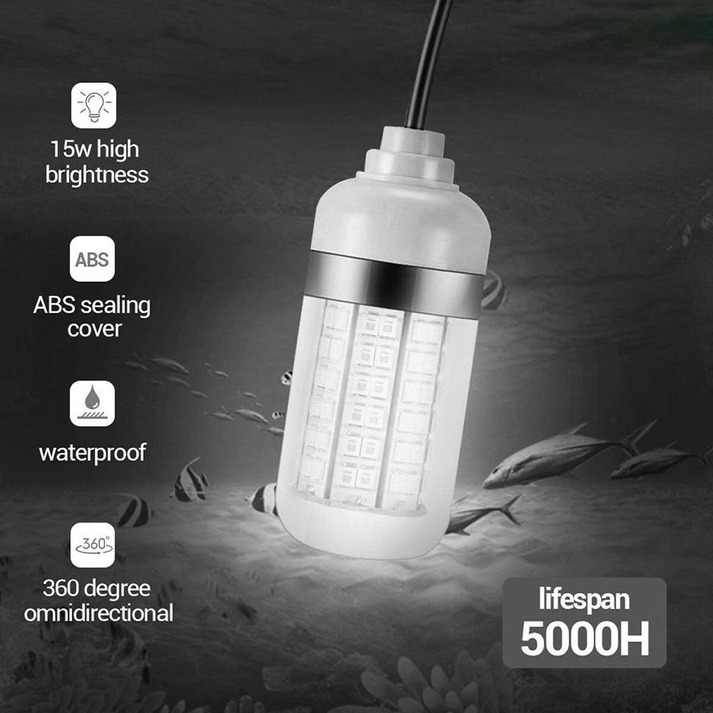 2x 12V 108 LEDs Submersible Fishing Light Underwater Fish Finder Lamp with 5m Cord And Battery Clip Fishing Light Boat Attract Fishes