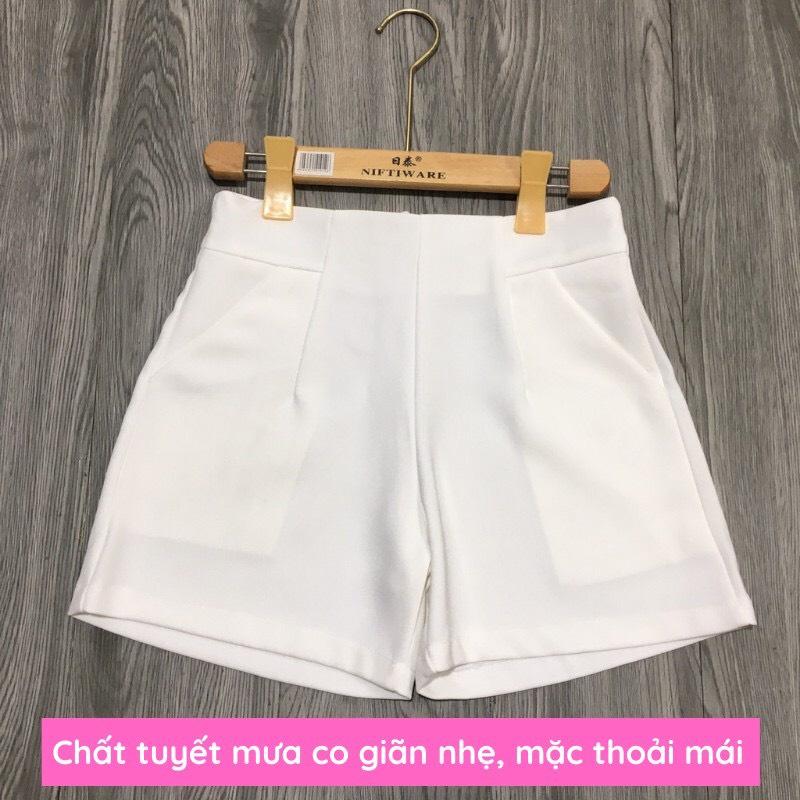 Quần short đùi nữ lưng cao kaki ống rộng mặc nhà thoải mái HN CLOTHING Q1