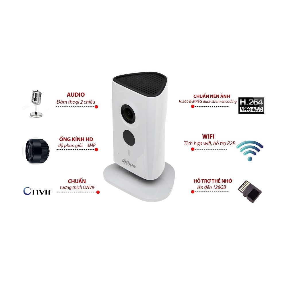 Camera IP Wifi DAHUA IPC-C35P 3.0 Megapixel - Chính Hãng