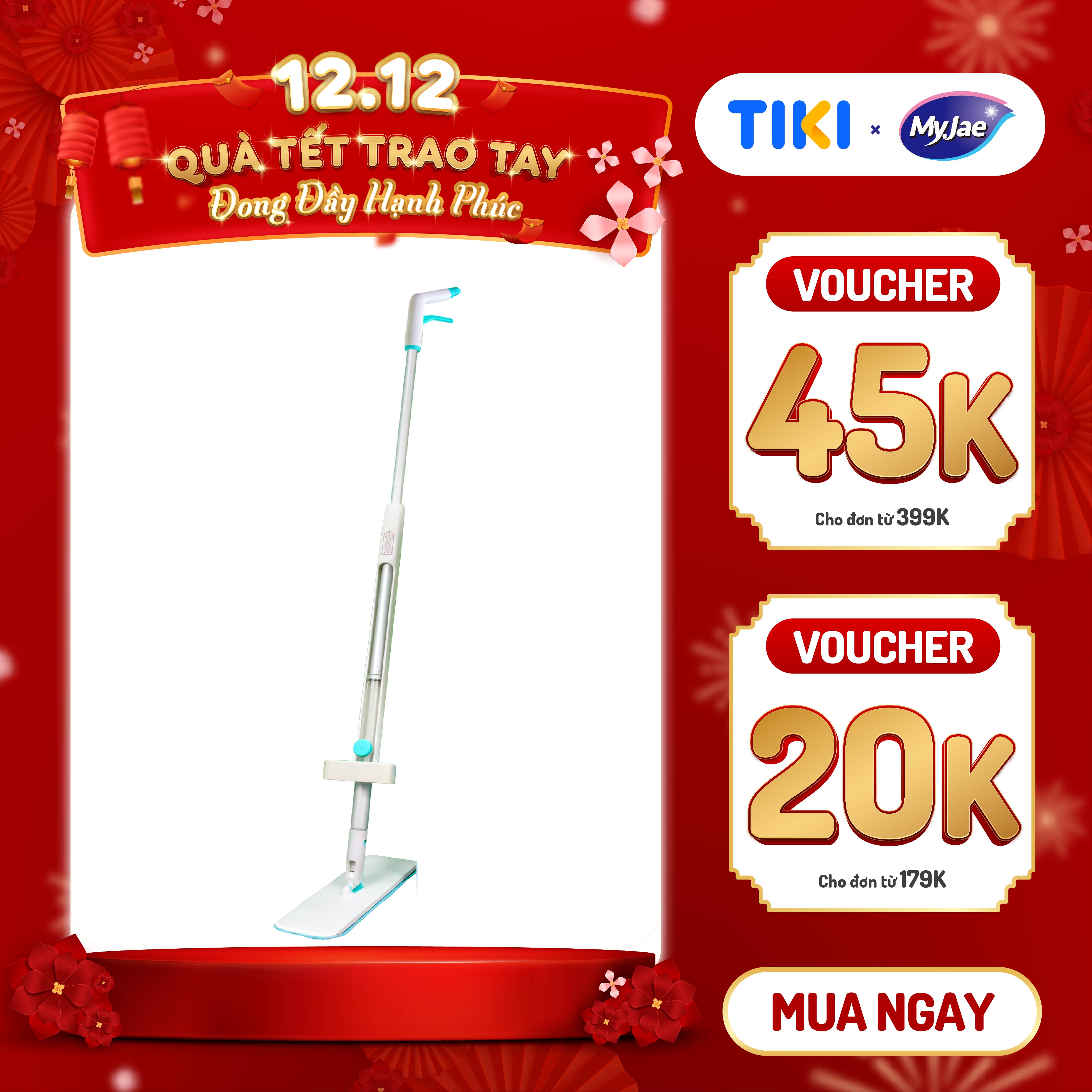 Tặng Bông Lau Cây Lau Nhà Myjae Sợi Microfiber Tự Vắt Phun Sương Xoay 360 Độ Thông Minh 138Cm - Phun Sương