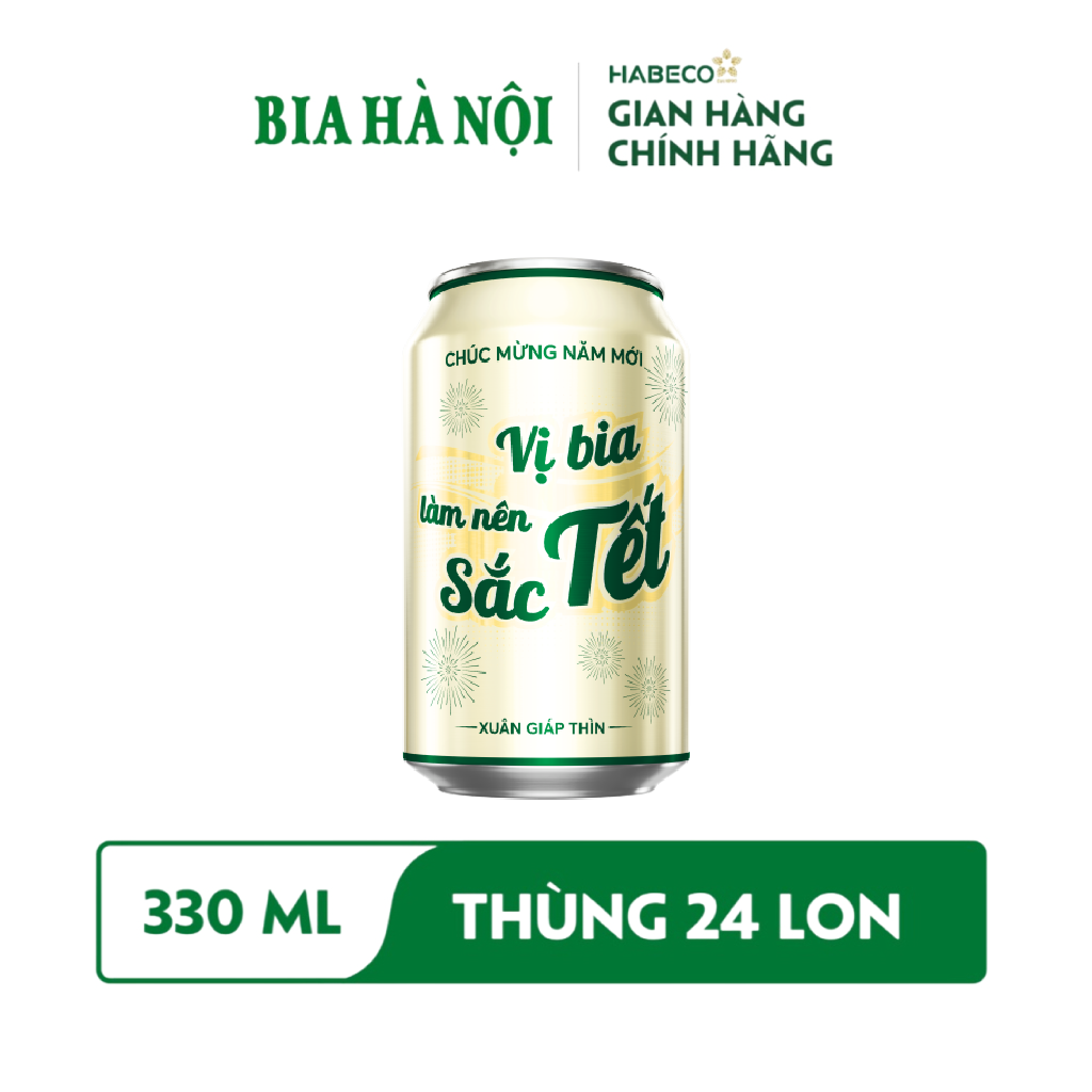 Bia Hà Nội Nhãn Xanh - Thùng 24 Lon 330ml - Phiên bản Tết