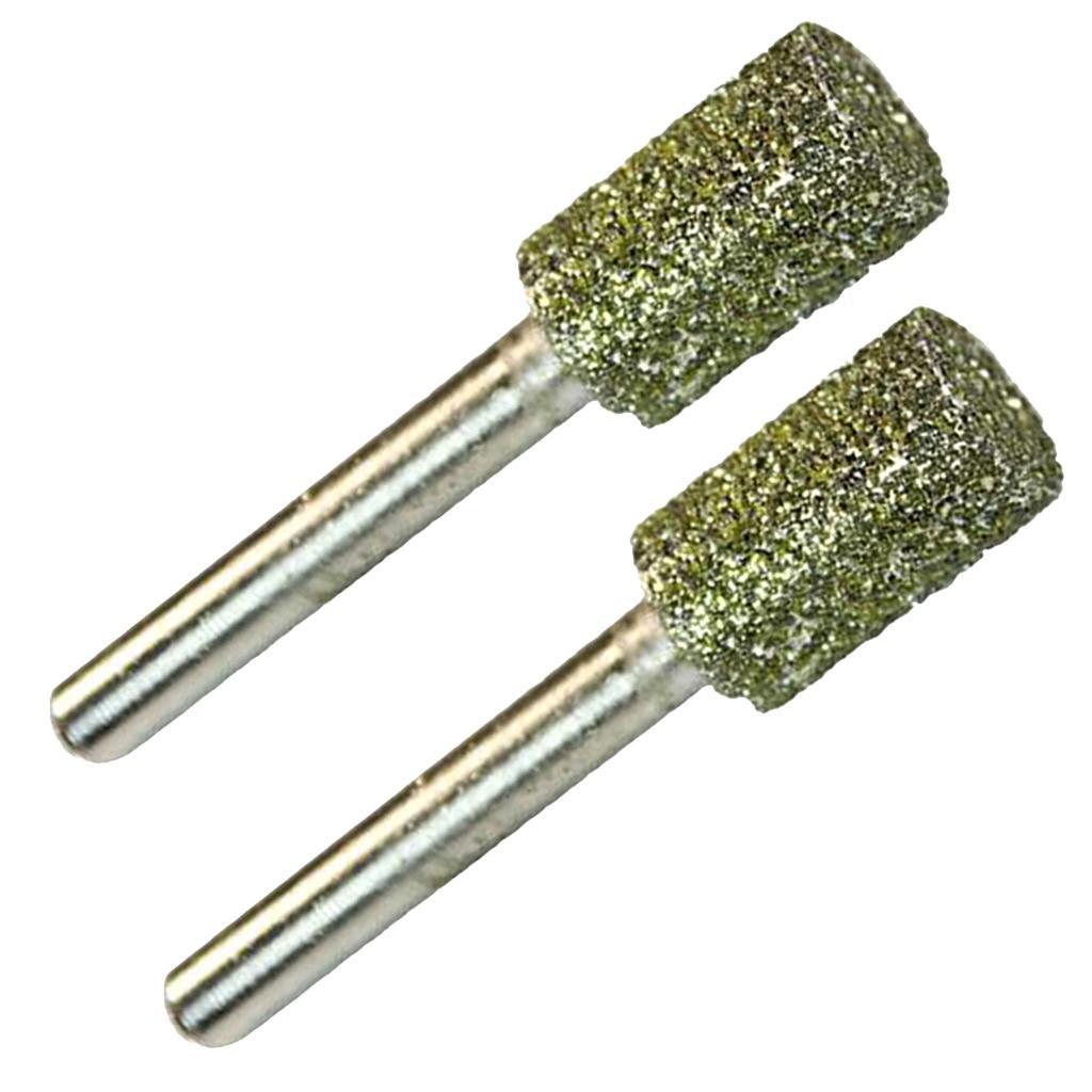 2pcs Diamond Coated Head Mounted Points Abrasive Cylinder Grinding Bit 12mm