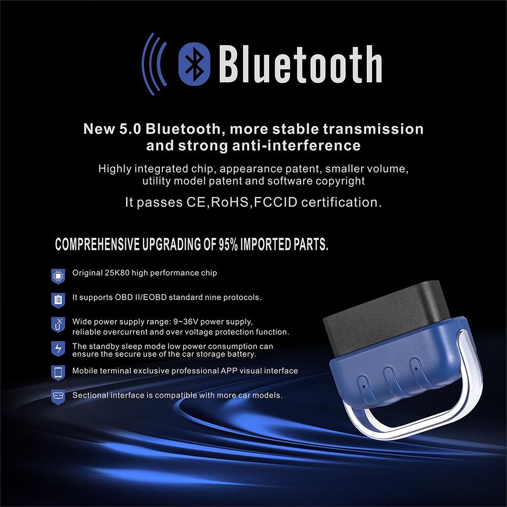 Thiết bị chẩn đoán lỗi xe hơi Mini OBD2 V2.2 Bluetooth 5.0 PIC18F25K80 WIFI OBD2 cho Android/IOS