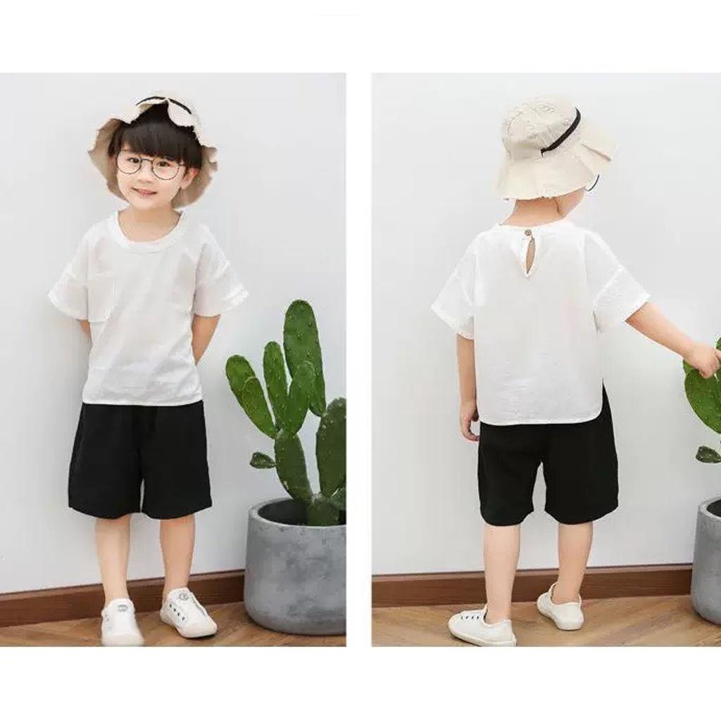 Bộ Cộc Tay Bé Trai, Bộ Đồ Bé Trai Vải Đũi Có Túi Ngực Cho Trẻ Mặc Đi Chơi Từ 6-28kg - ROSY KIDS