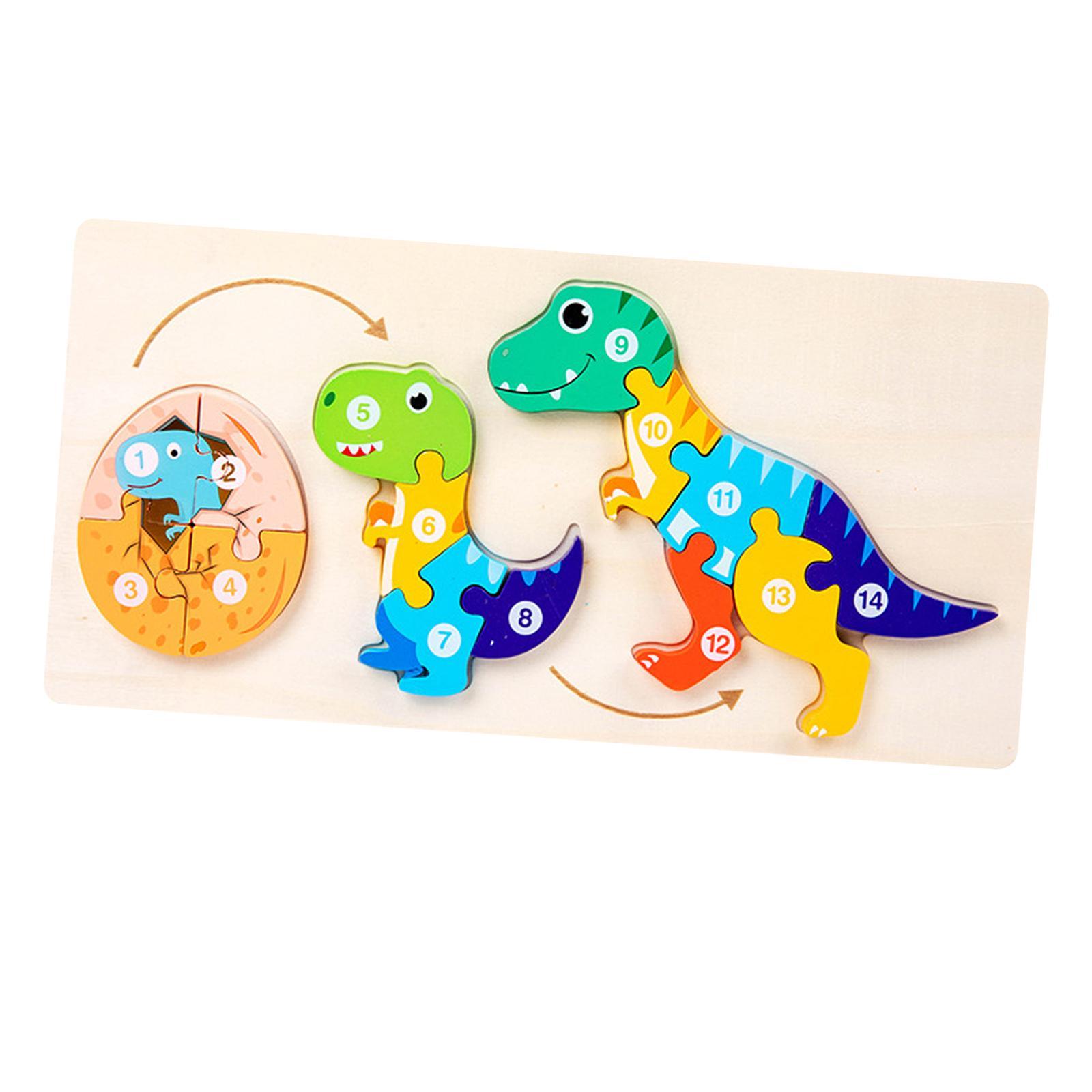 Animals Colorful wooden Cartoon Animal Shape Jigsaw Montessori Toy for Toddler