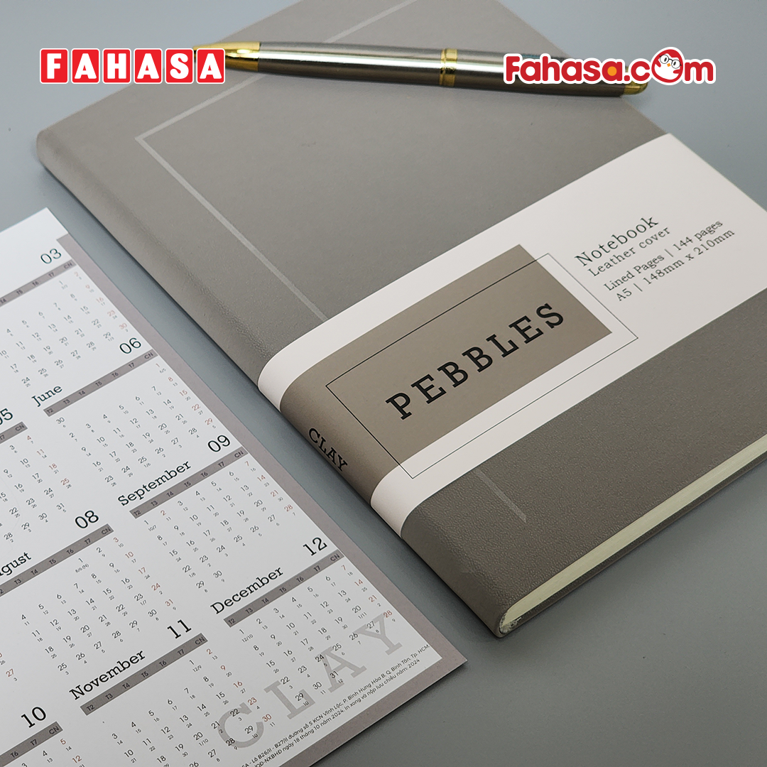 Sổ Bìa Da Pebbles A5 - Kẻ Ngang - 144 Trang 100gsm - The Sun - Clay