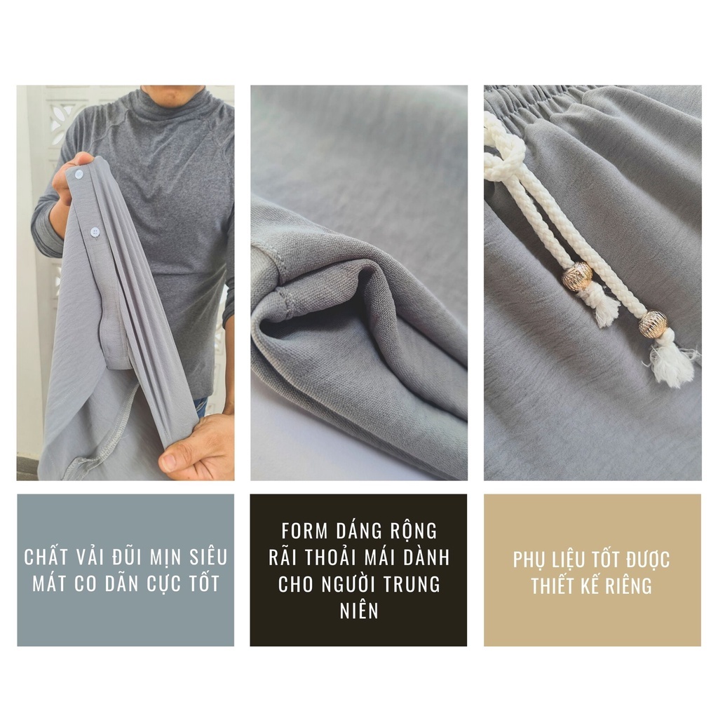 Quần dài nam trung niên vải đũi mịn đặt riêng dành cho người lớn tuổi Thái Khang QDUI2