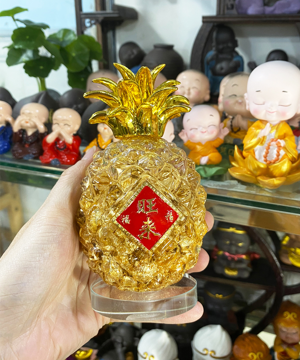 Túi vàng phong thủy hình trái thơm - túi vàng lá Thần Tài may mắn