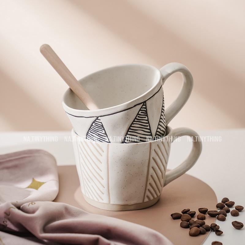 Ly sứ cao cấp, cốc sứ có quai phong cách Retro Vintage NA0059