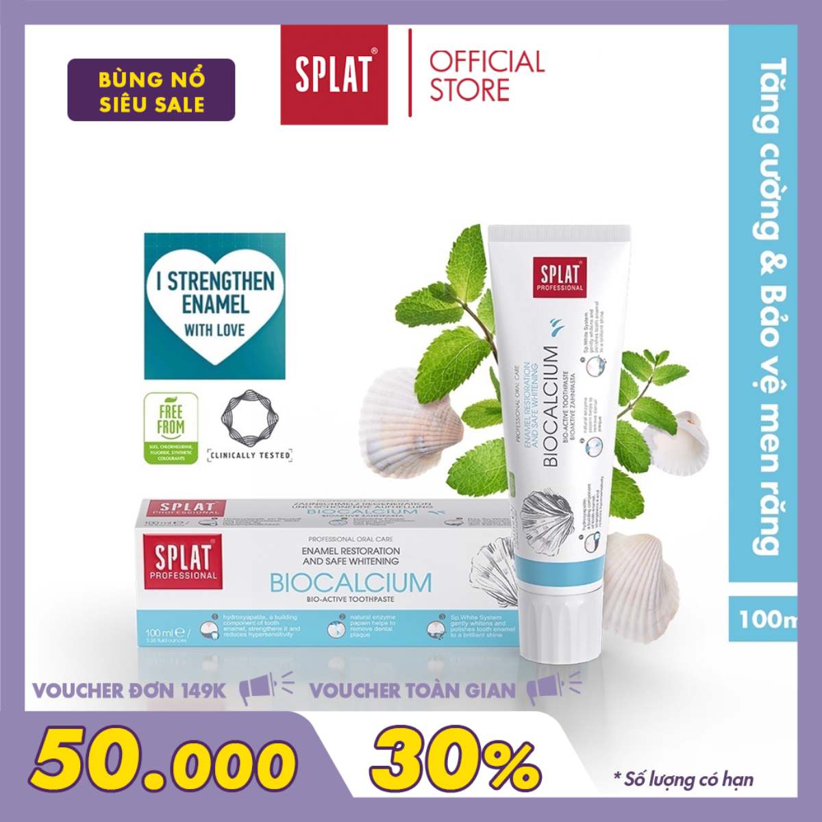 Kem Đánh Răng Bảo Vệ Men Răng SPLAT Biocalcium Professional Giảm Hình Thành Mảng Bám Và Đánh Bóng Men Răng 100ml