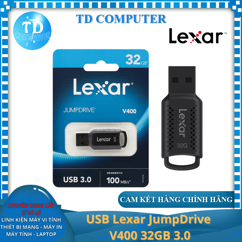 USB Lexar JumpDrive V400 32GB 3.0 - Hàng chính hãng DigiWorld phân phối