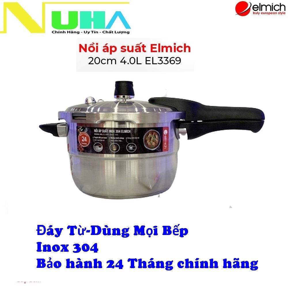 Nồi áp suất đun ga đáy từ cao cấp Elmich thương hiệu châu âu dung tích 4L, size 20cm, Inox 304 an toàn-Hàng chính hãng