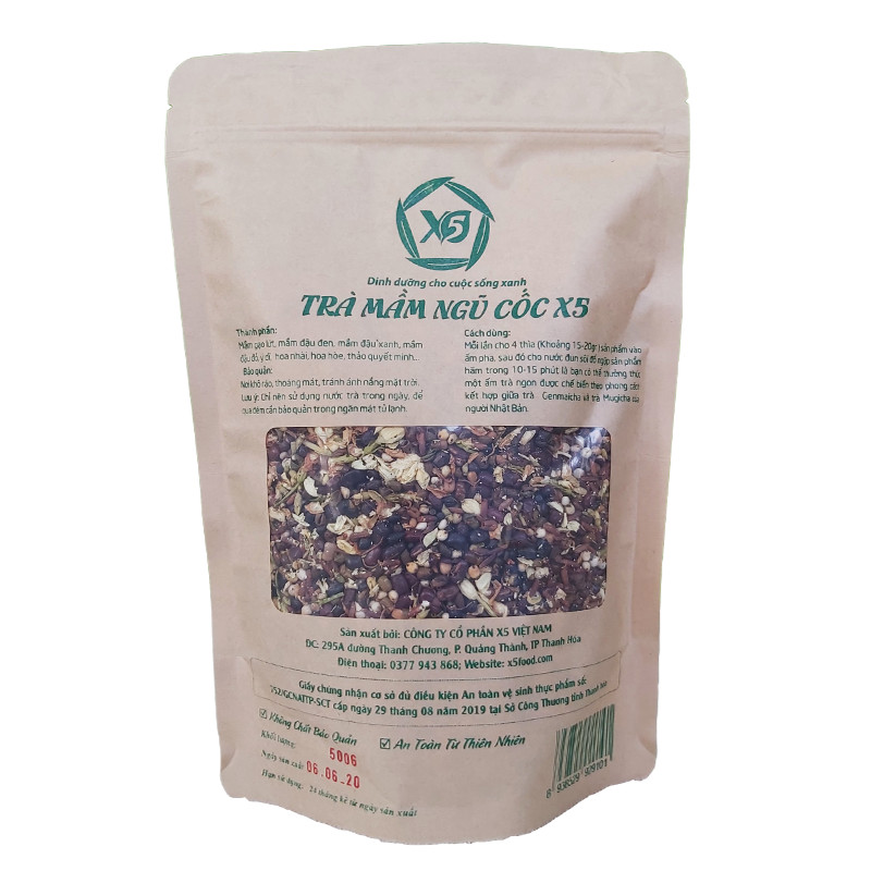 Combo 03 Trà Mầm Ngũ Cốc X5Tea (500gr): Tan Mỡ bụng - Chống Lão Hóa Da - Ngủ ngon - Thải Độc- Khỏe Tim Mạch - Ngừa Tiểu Đường- Chống Stress