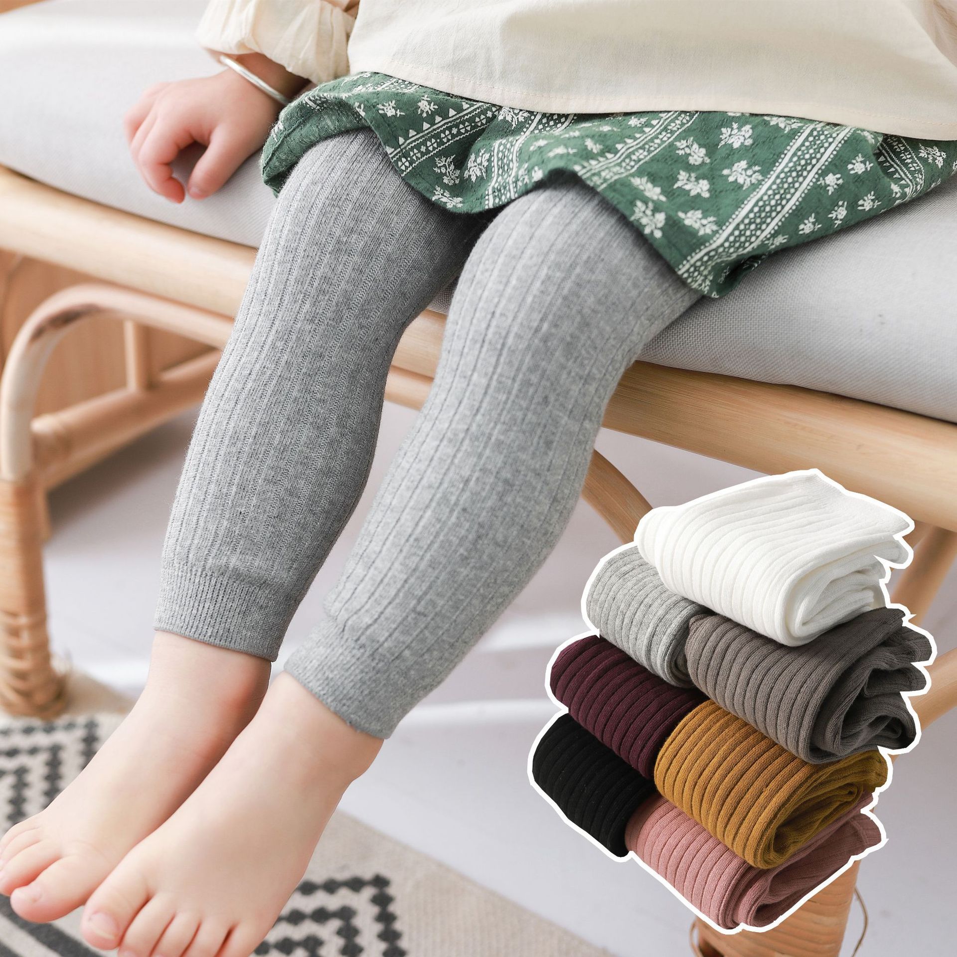 Quần tất len legging dài len tăm cho bé gái co giãn tốt