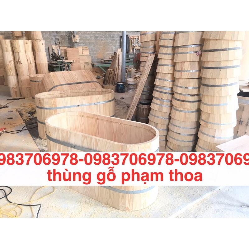 Bồn tắm gỗ bo viền tay vịn(gỗ thông l1)