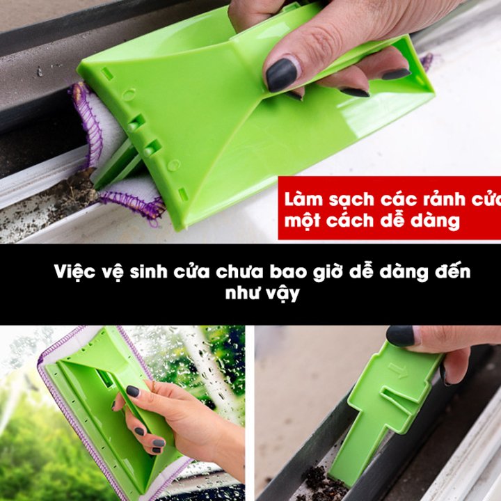 Dụng cụ vệ sinh cửa kính, cọ khe cửa 2in1 cầm tay đa năng