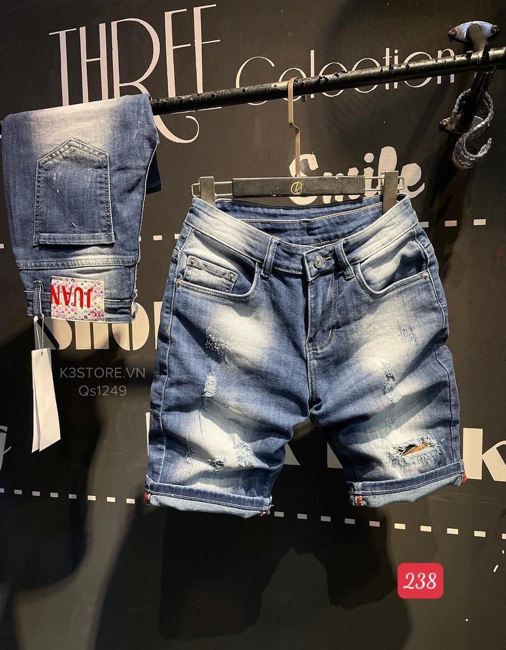 Quần short jean nam co giãn màu xanh rách, quần sọt nam mẫu mới chất denim cao cấp thời trang Benny Fashion - MQ238