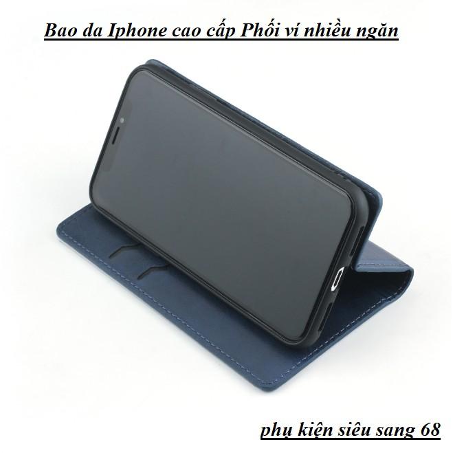 Bao da, Ốp lưng dành cho iphone 6 7 8 plus xr x xs xs max 11 11 pro 11 pro max 12 12 pro 12 pro max có phối ví da cao cấp