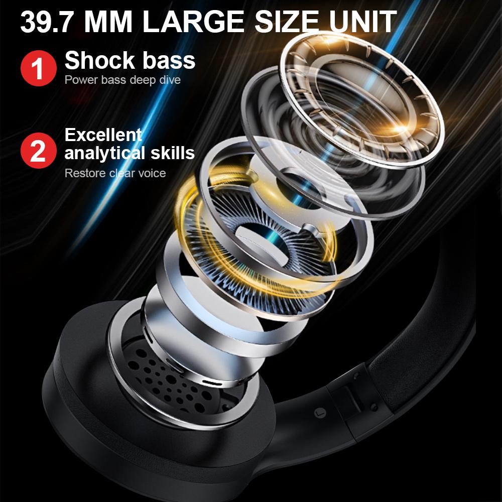 Tai nghe Bluetooth không dây Siindoo JH-919 Tai nghe stereo có thể gập lại Mic giảm tiếng ồn siêu trầm cho Iphone Laptop PC TV Màu sắc: Đen