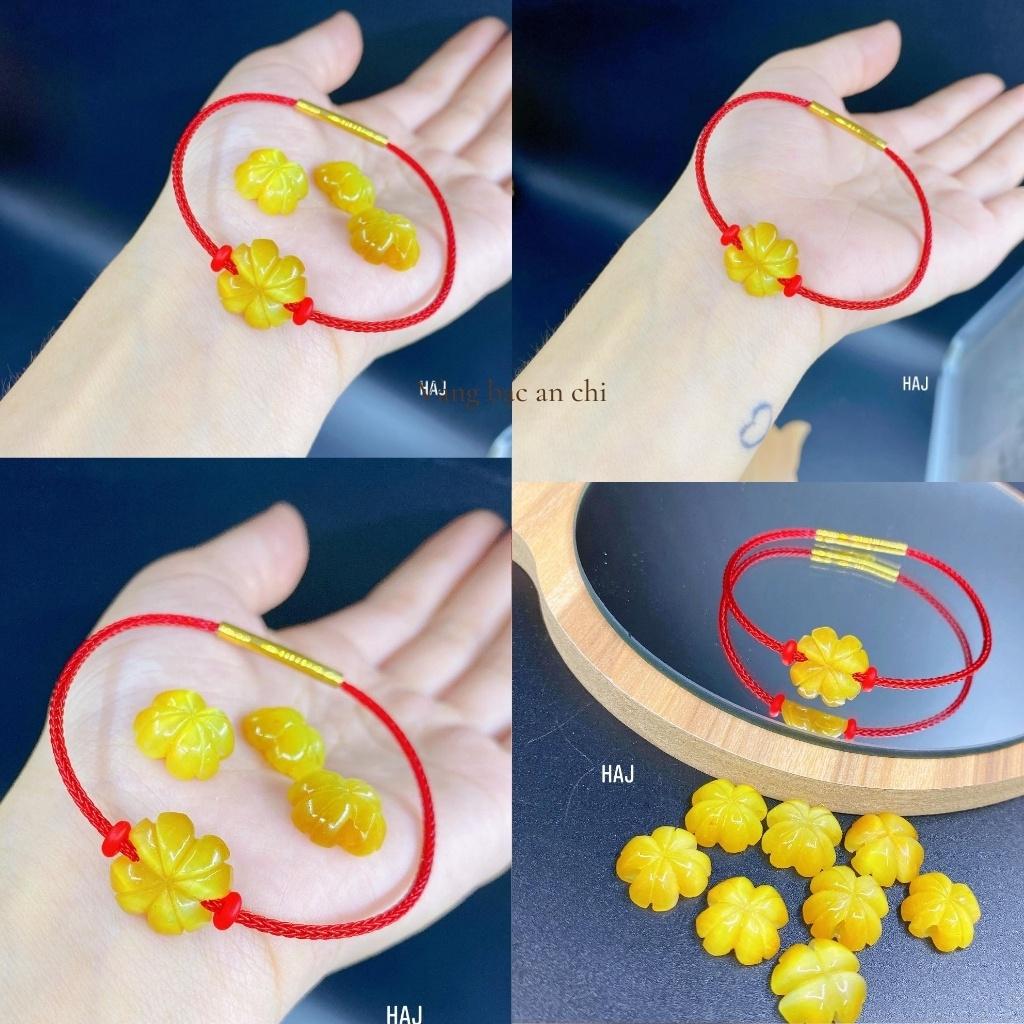 Vòng dây cáp đỏ cỏ bốn lá đá màu vàngvòng tay không thấm nước, Anchi jewelry