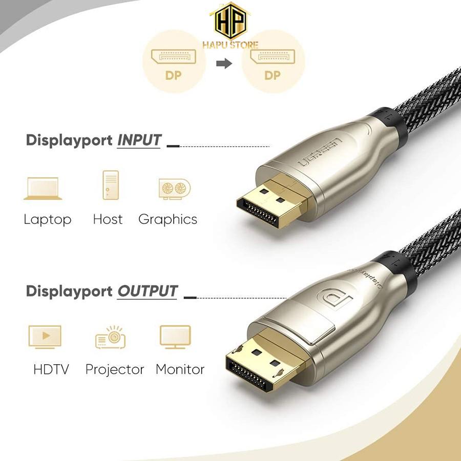 Cáp Displayport 1.4 Ugreen 60842 - 60843 - 60844 độ phân giải 8K/60Hz cao cấp -Hàng Chính Hãng