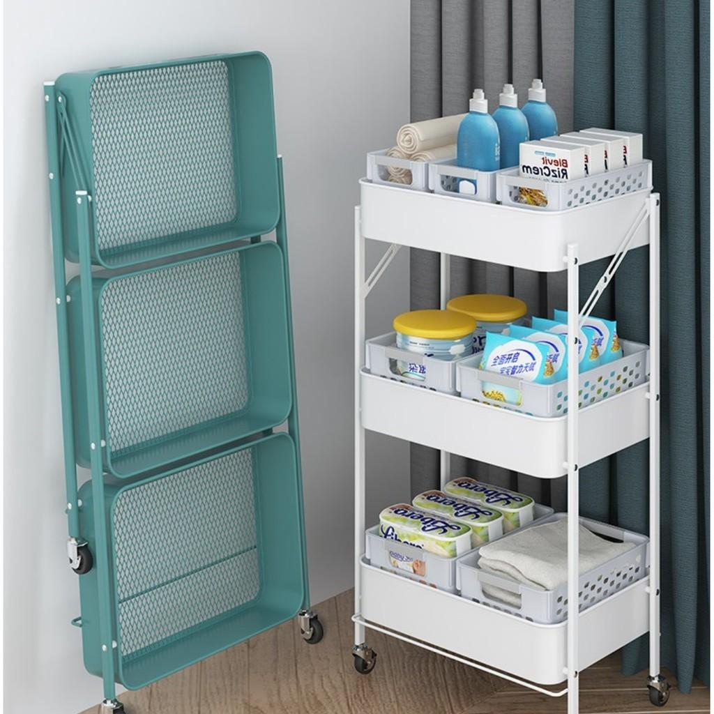 Kệ 3 tầng có bánh xe để góc bếp Oritatami