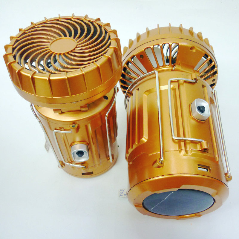 Đèn bão kiêm quạt năng lượng mặt trời (màu vàng)