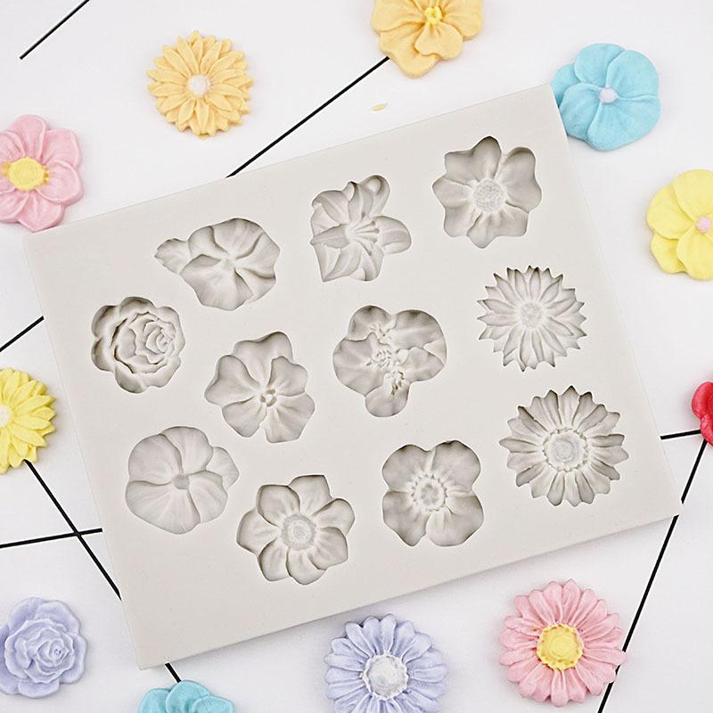 Khuôn Silicone ANAEAT Làm Bánh Sô Cô La Trang Trí DIY Tạo Hình Hoa Hồng/Hoa Hướng Dương