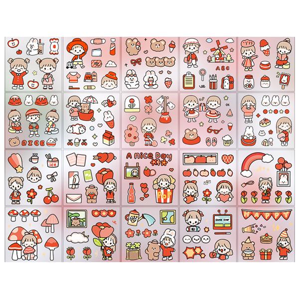 Bộ 20 Tờ Sticker Nhiều Hình Cô Gái Và Bé Thỏ - Telado MSTZ-07/2-6 (Mẫu Màu Giao Ngẫu Nhiên)