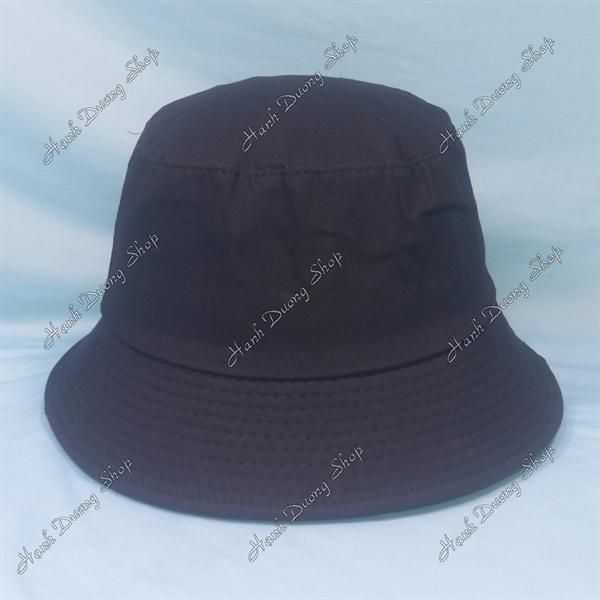 Nón tai bèo mũ bucket vành nhỏ thêu chữ Lụm - Đen Lụm