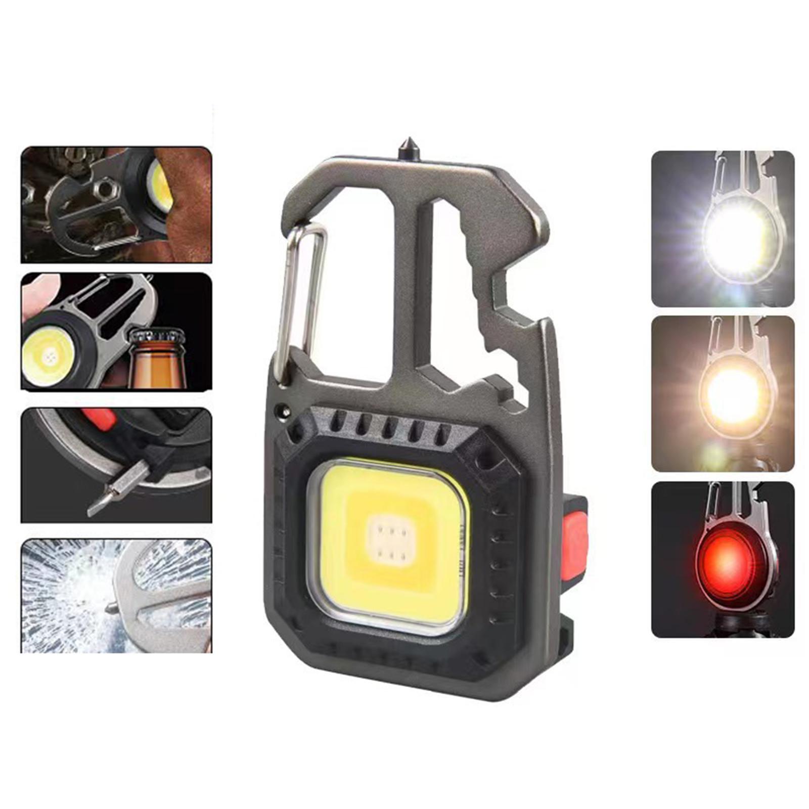 COB Keychain Flashlight Bottle Opener 3 Modes for Climbing Travel Fishing