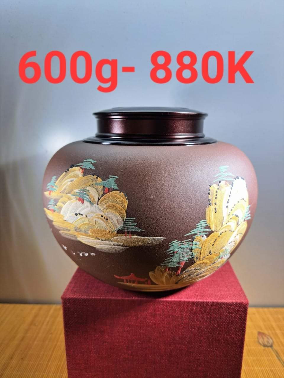 Hũ trà tử sa hai tầng nắp