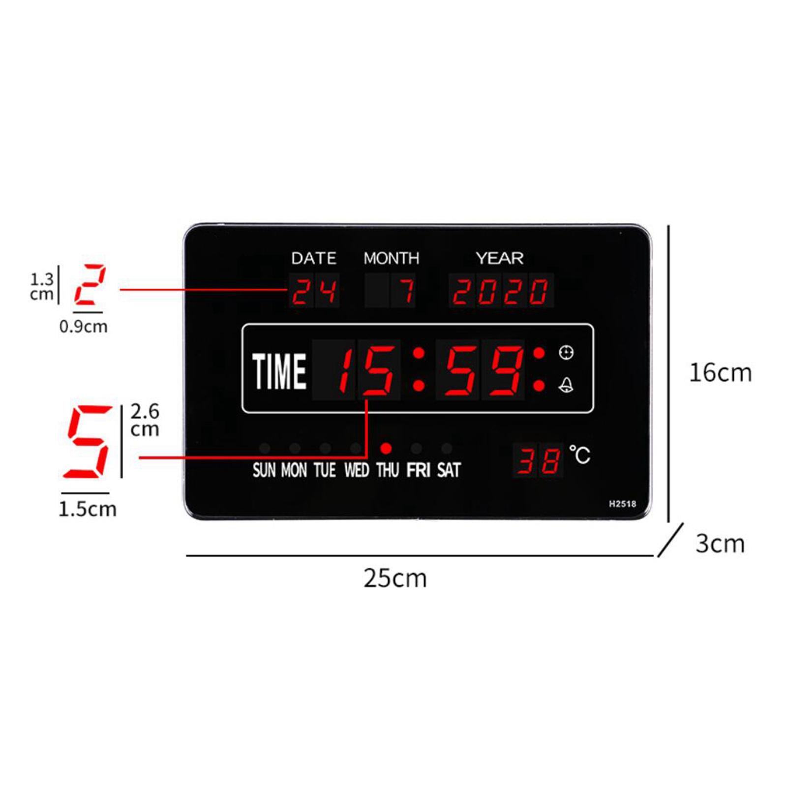 24 Hours Display LED Digital Alarm Clock Display Bedside Clock Easy to Read, Show Indoor Temperature