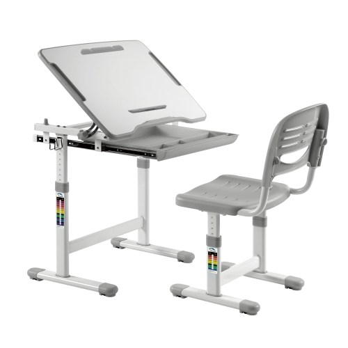 Bộ bàn ghế tựa lưng cho trẻ cho phép điều chỉnh độ cao bằng tay (B203) - Xanh