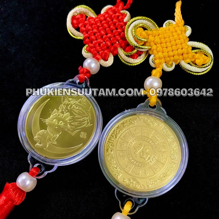 Dây Treo Đồng Xu Con Mèo Vàng, kích thước: 33cmx4.5cm, màu vàng - SP005767