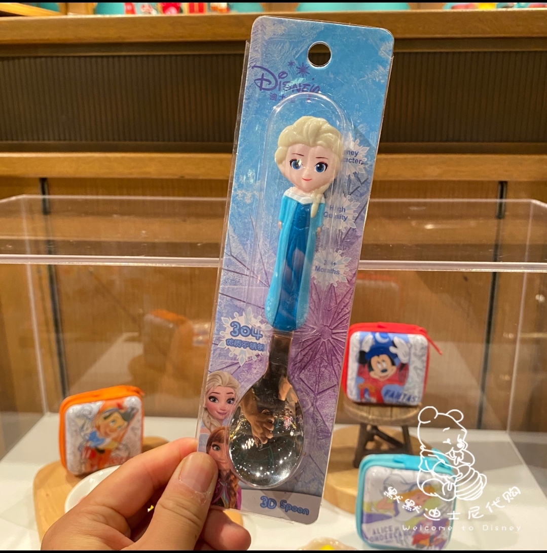 Muỗng ăn inox Frozen Elsa nổi 3D cho trẻ em bé gái Disney