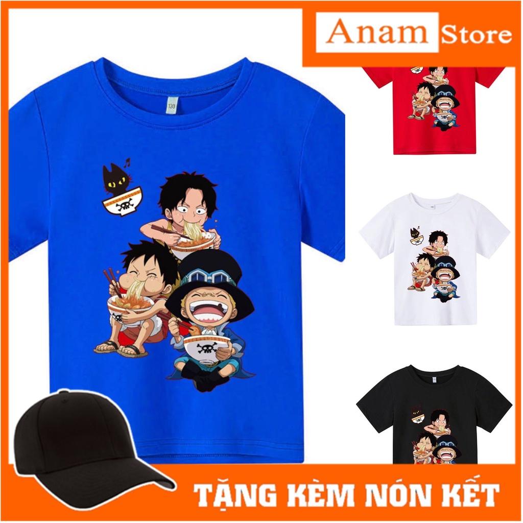 Áo thun cho bé, Áo thun trẻ em ONE PIECE CHIBI, 4 màu, có size người lớn, Anam Store
