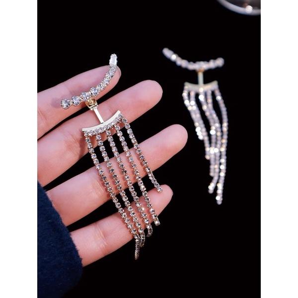 Hoa tai kiểu mới đính đá dáng dài- Arora boutique