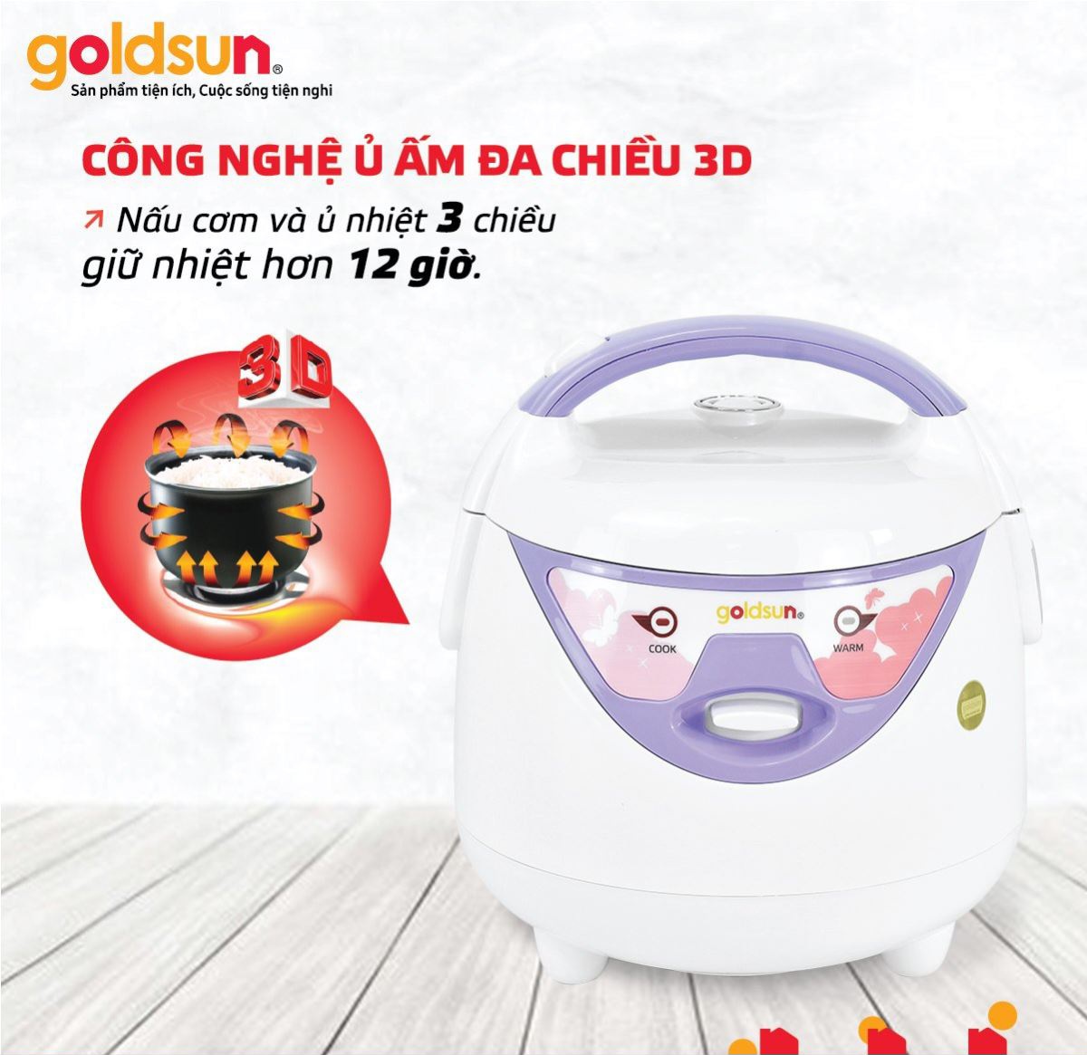 Nồi cơm điện 3D Goldsun GRC5010 - Hàng Chính Hãng