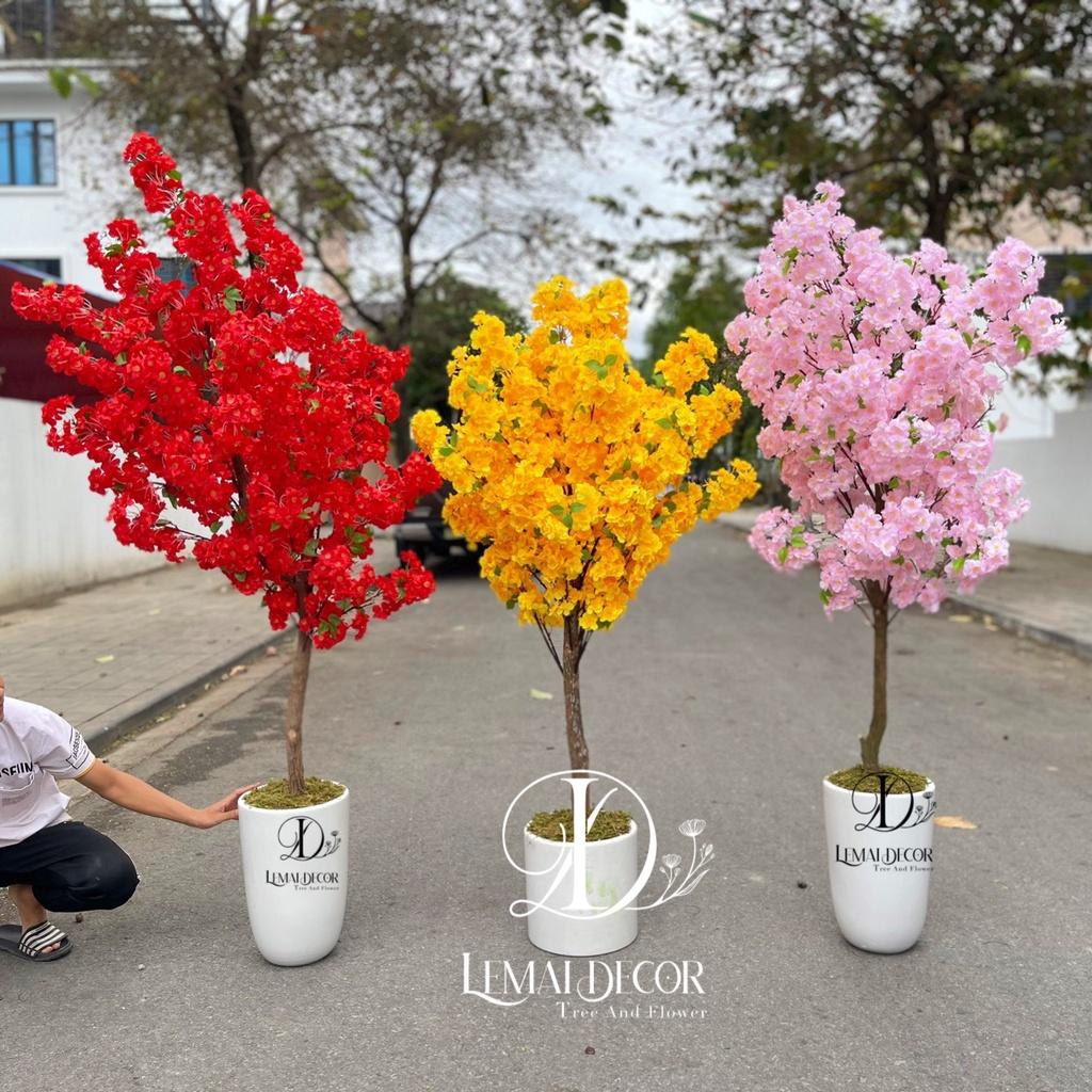 Cây Hoa Anh Đào giả trang trí decor Tết, hoa mai giả - Cây giả hoàn thiện