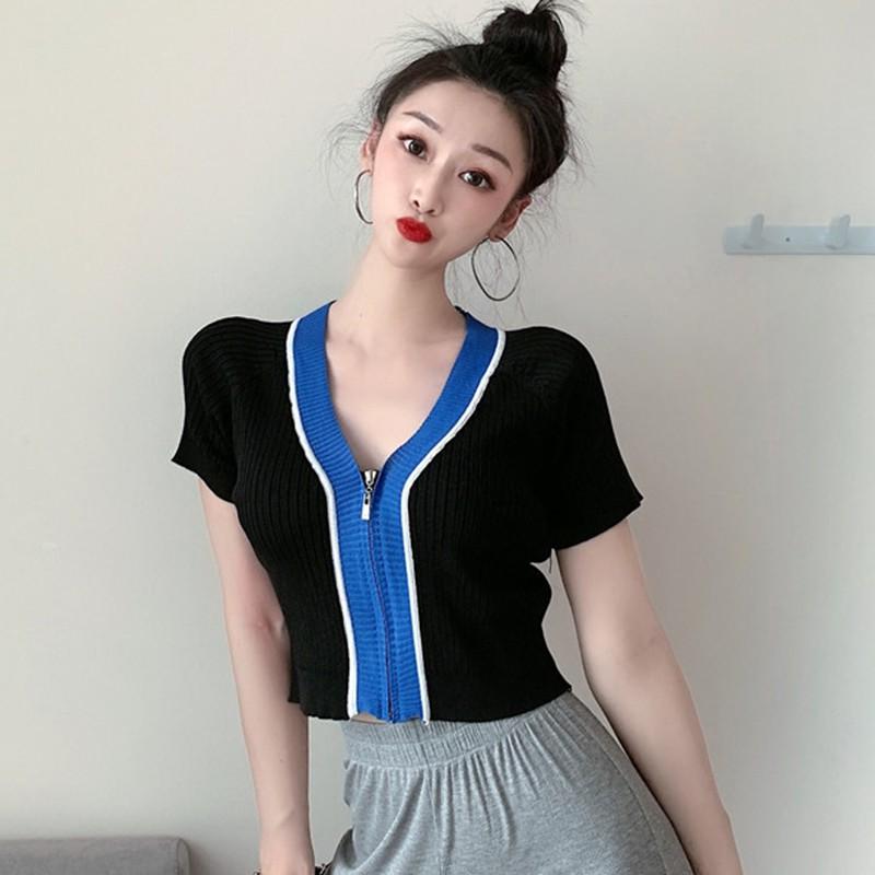 Áo Khoác Cardigan Ngắn Tay Cổ Chữ V Xinh Xắn Dành Cho Nữ