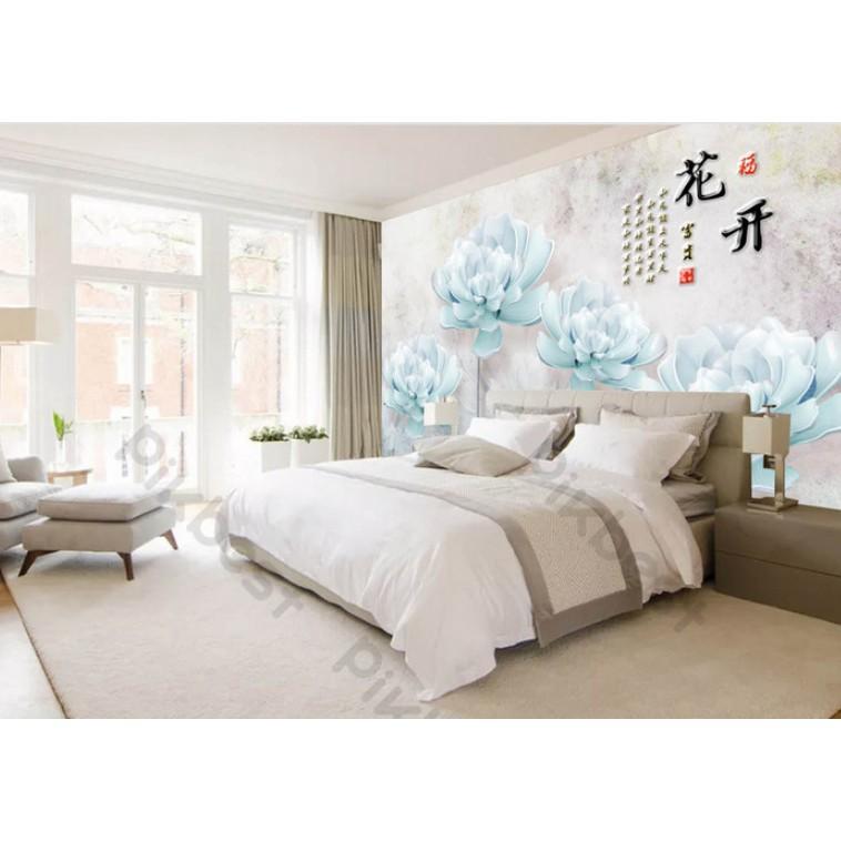 Tranh dán tường Tranh phòng khách phòng ngủ hiện đại dán tường - Hoa Mẫu Đơn LAn Nhạt