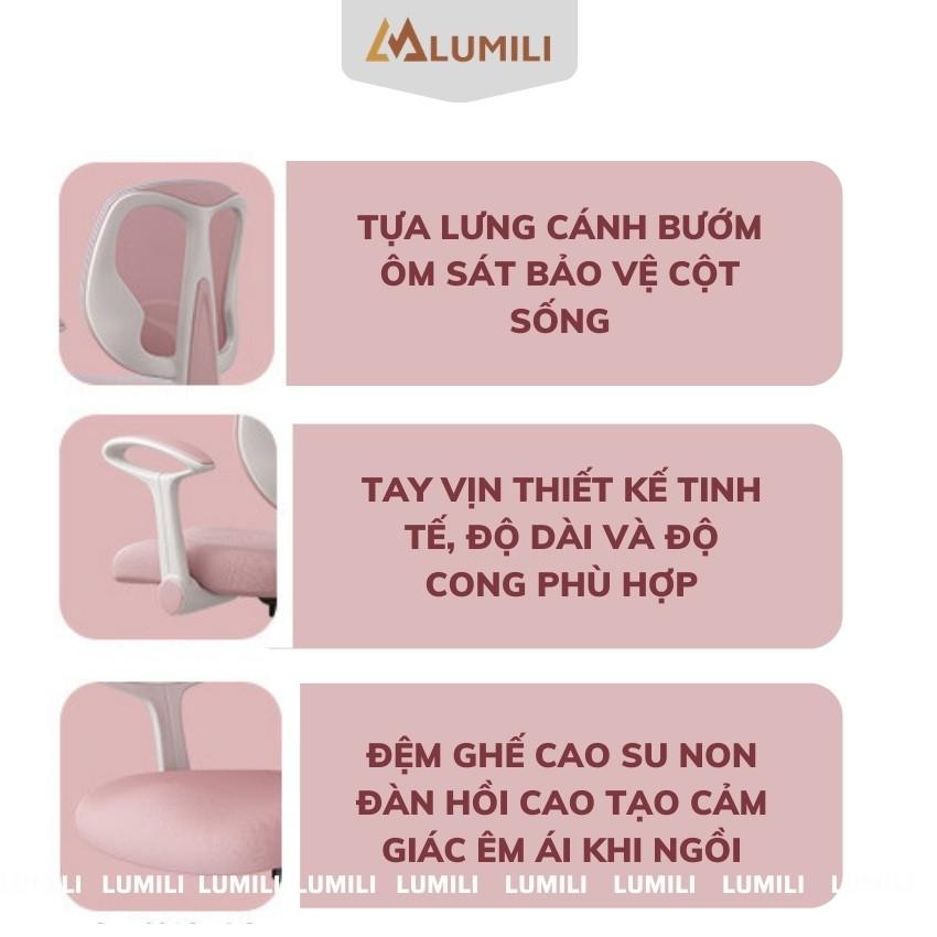 Ghế chống gù cao cấp lumili M1 ghế trẻ em nâng hạ độ cao xoay 360 độ