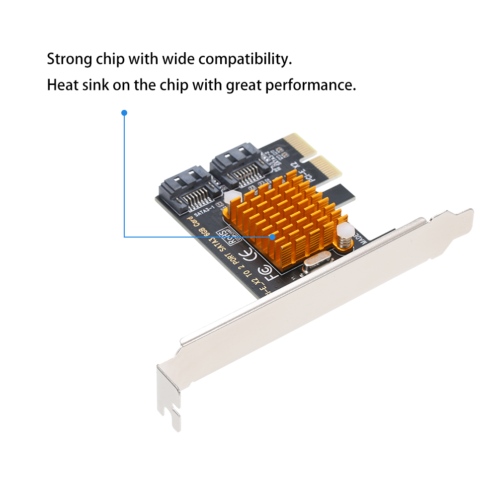 Bộ Điều Khiển SSD PCI-E X2 Sang 2 Cổng SATA3 6GbPS Cho Vỏ Máy Tính Lớn Và Nhỏ