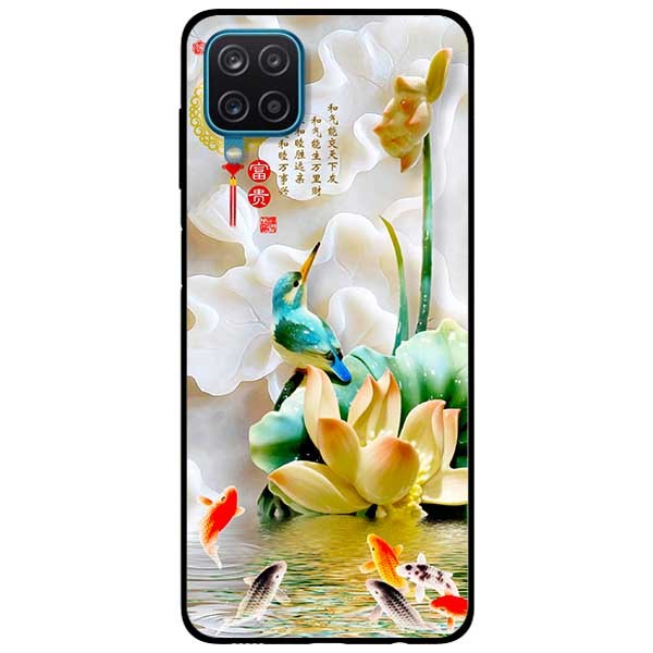 Ốp lưng dành cho Samsung A12 mẫu Chim Hoa TRắng